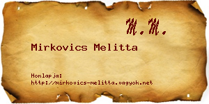 Mirkovics Melitta névjegykártya